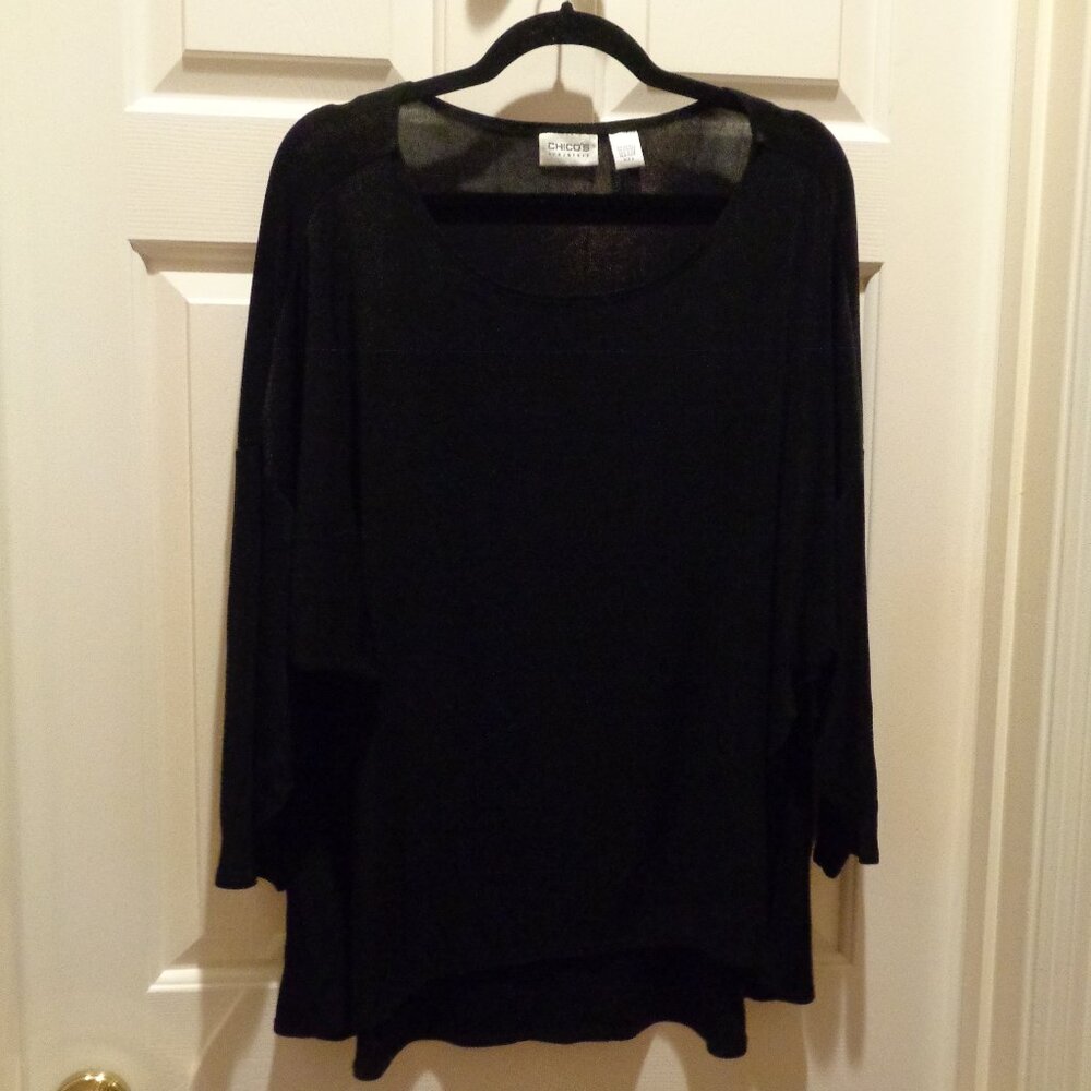 Chicos Travelers top in black with scoop neck Size 3